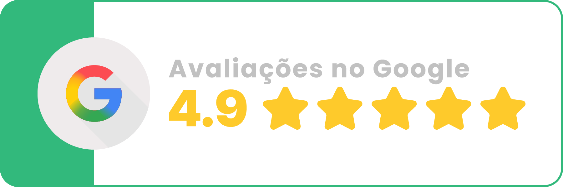 Avaliação 4.9 estrelas no Google